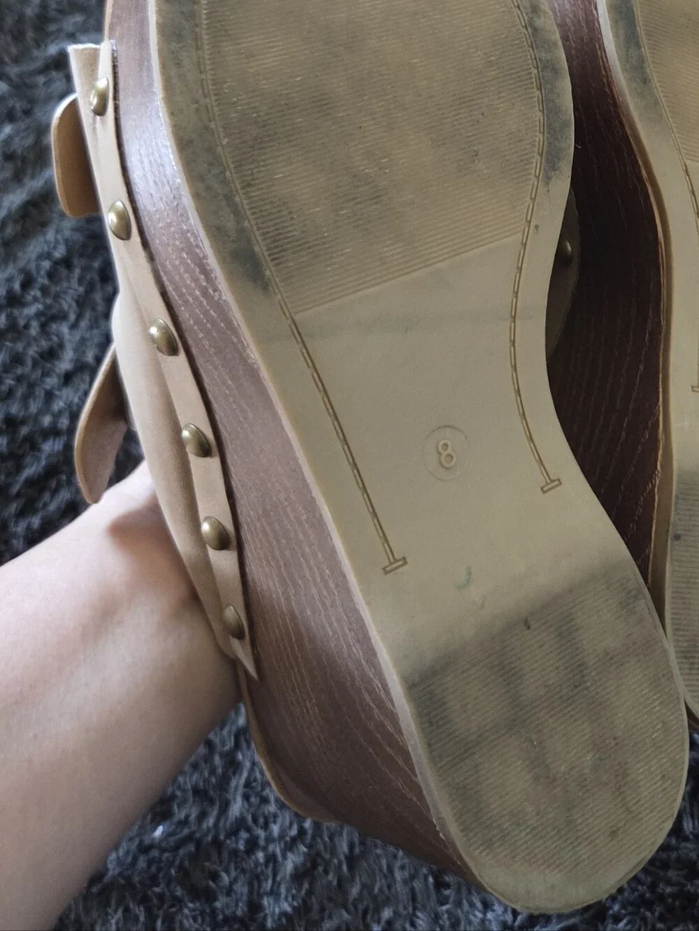 Seychelles Tan Double Buckle Stud Platform Wedge Sandals Size 8 Boho Western